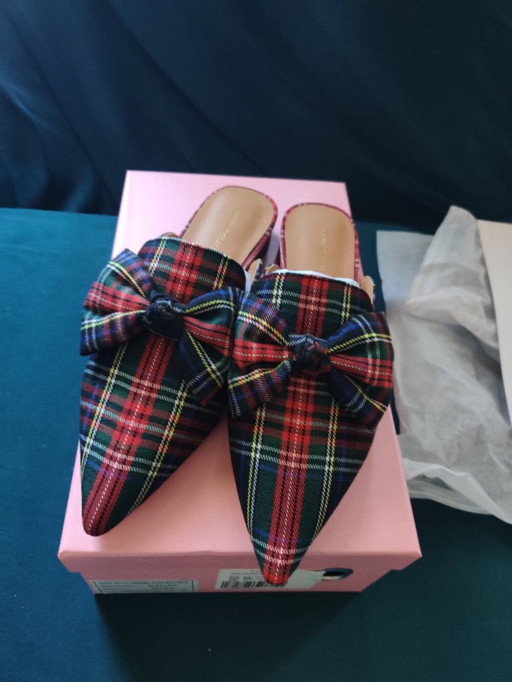 plaid picadelit bow mules